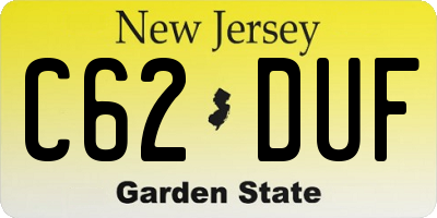 NJ license plate C62DUF