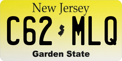 NJ license plate C62MLQ