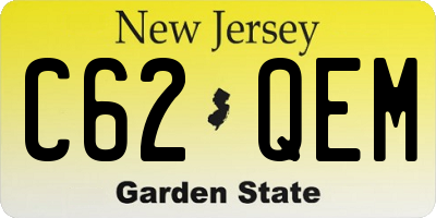 NJ license plate C62QEM