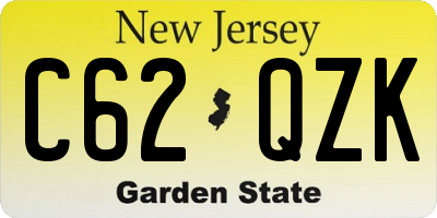 NJ license plate C62QZK