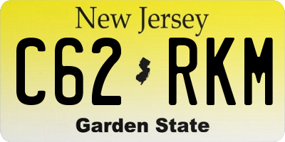 NJ license plate C62RKM