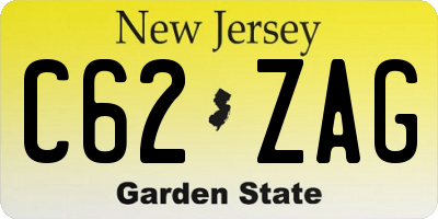 NJ license plate C62ZAG