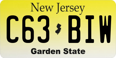 NJ license plate C63BIW