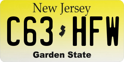 NJ license plate C63HFW