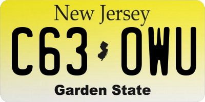 NJ license plate C63OWU