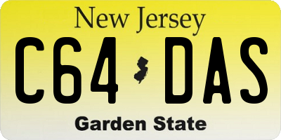 NJ license plate C64DAS