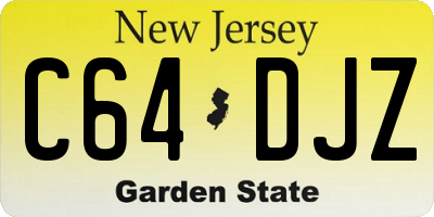 NJ license plate C64DJZ