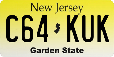 NJ license plate C64KUK