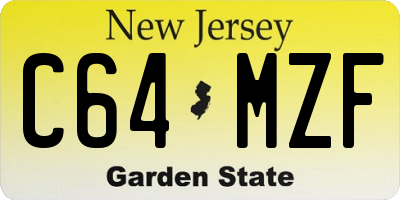 NJ license plate C64MZF