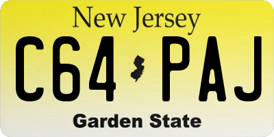 NJ license plate C64PAJ