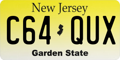 NJ license plate C64QUX