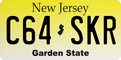 NJ license plate C64SKR