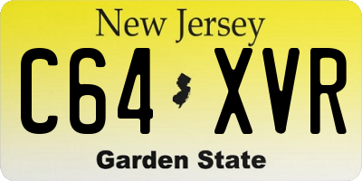 NJ license plate C64XVR