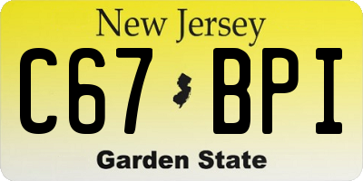 NJ license plate C67BPI