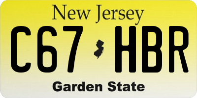 NJ license plate C67HBR
