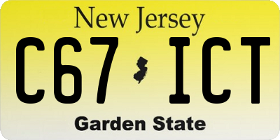 NJ license plate C67ICT