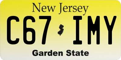 NJ license plate C67IMY