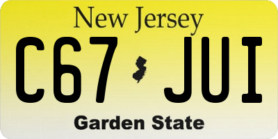 NJ license plate C67JUI