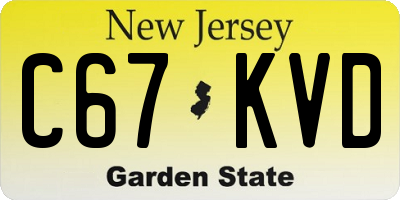 NJ license plate C67KVD