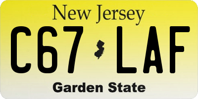 NJ license plate C67LAF
