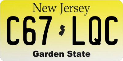 NJ license plate C67LQC