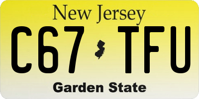NJ license plate C67TFU