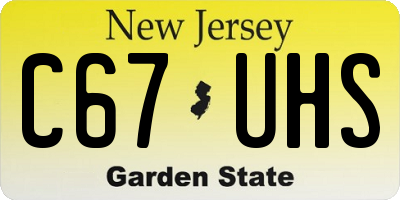 NJ license plate C67UHS