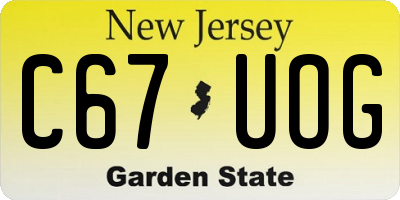 NJ license plate C67UOG