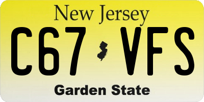 NJ license plate C67VFS