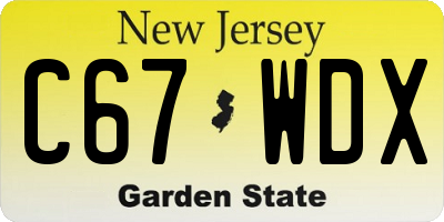 NJ license plate C67WDX