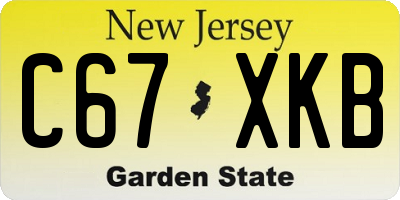 NJ license plate C67XKB