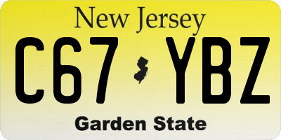 NJ license plate C67YBZ