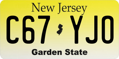 NJ license plate C67YJO