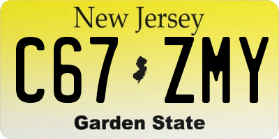 NJ license plate C67ZMY