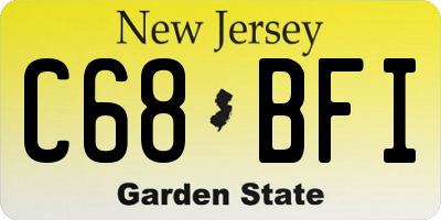 NJ license plate C68BFI