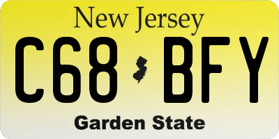 NJ license plate C68BFY