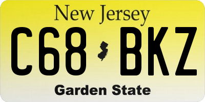NJ license plate C68BKZ