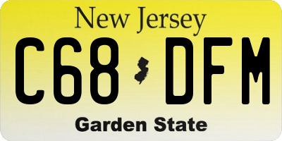 NJ license plate C68DFM