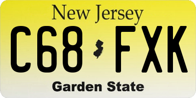 NJ license plate C68FXK