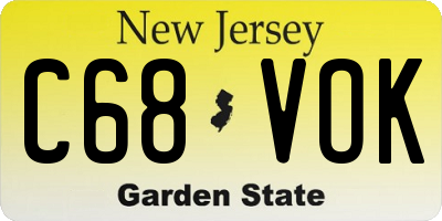 NJ license plate C68VOK