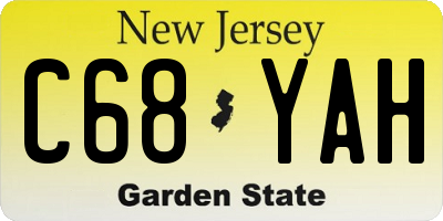 NJ license plate C68YAH