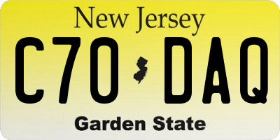 NJ license plate C70DAQ