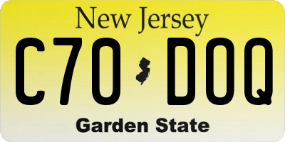 NJ license plate C70DOQ