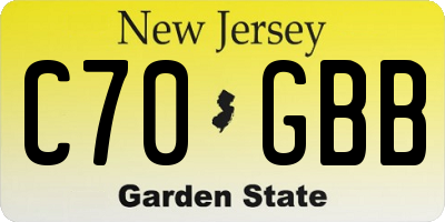 NJ license plate C70GBB