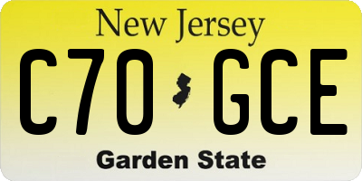 NJ license plate C70GCE