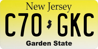 NJ license plate C70GKC