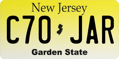 NJ license plate C70JAR