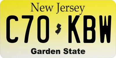 NJ license plate C70KBW