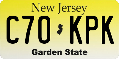 NJ license plate C70KPK