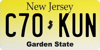 NJ license plate C70KUN